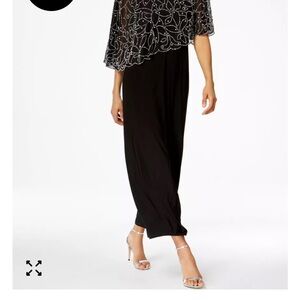 MSK long black gown with elegant  beaded overlay - New size Large